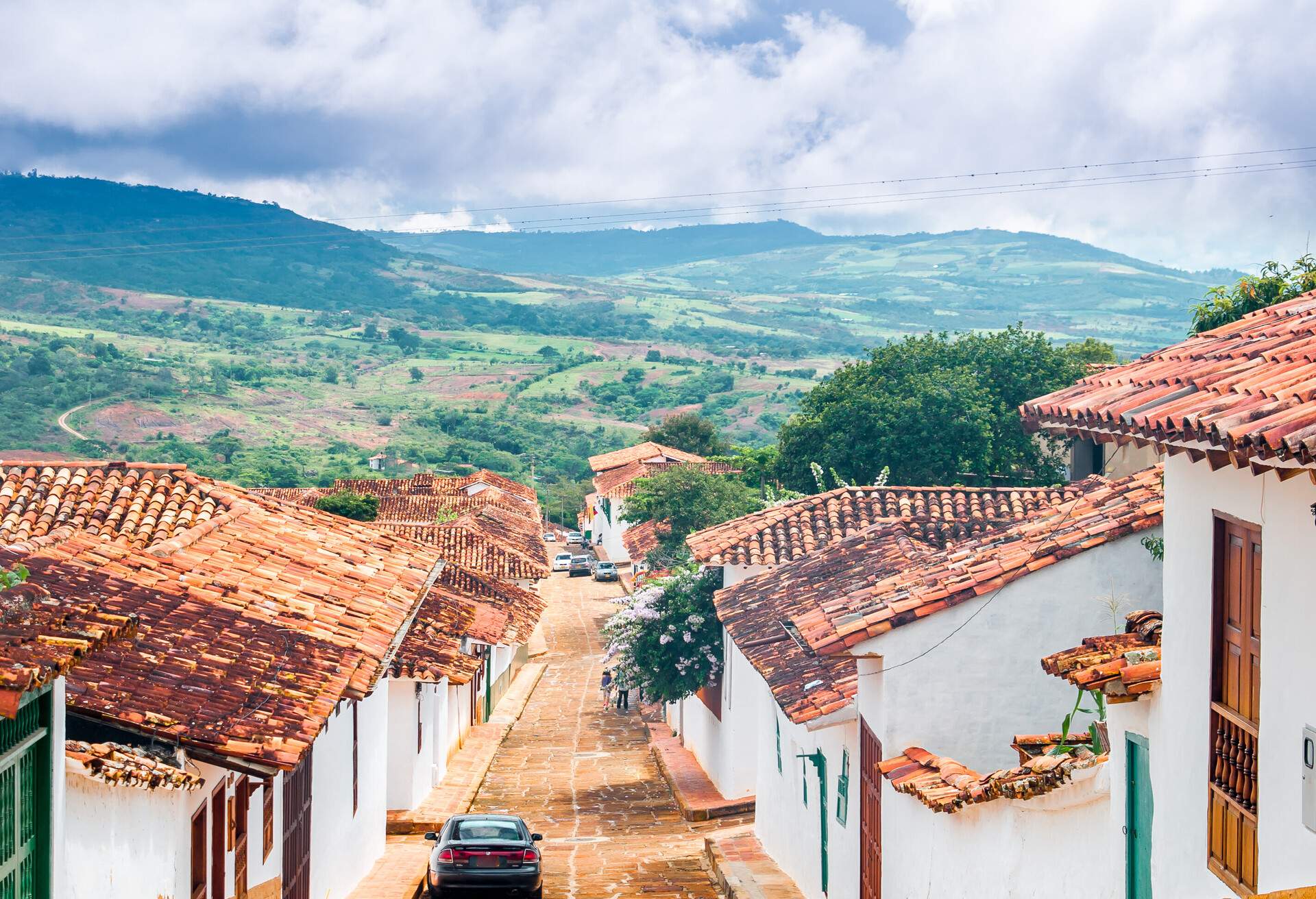 View on colonial buildings in old town of Barichara