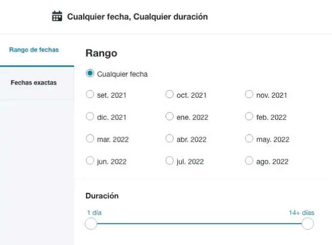 Filtro rango de fechas Explore